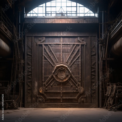 Ancient Doorway in a Dark Room Generative AI