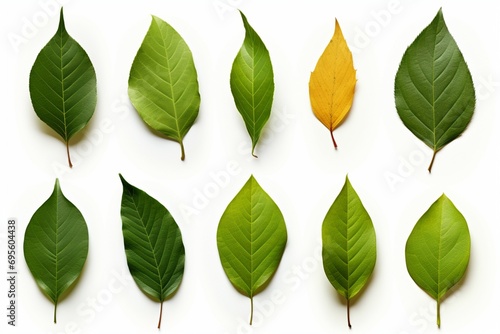 White elegance Basil leaves set creating a visually appealing composition