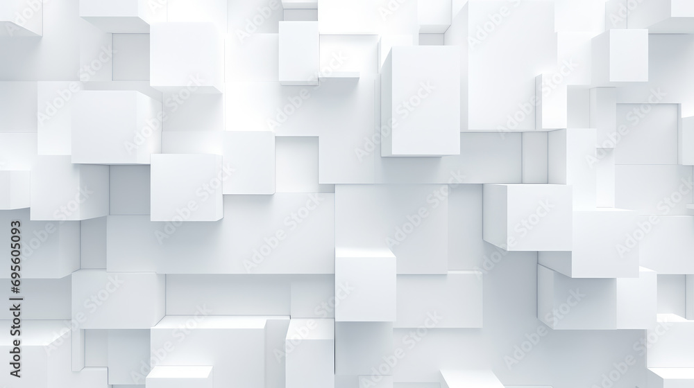 Modern Clean White Block Square Background, Geometric Shape, Generative AI
