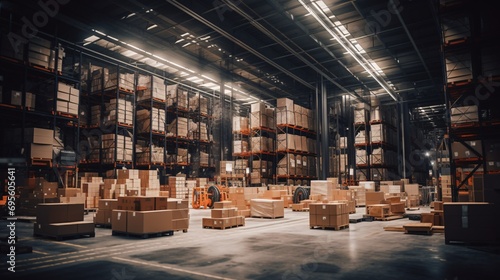 A Warehouse with Boxes and a Forklift Generative AI © Vinod