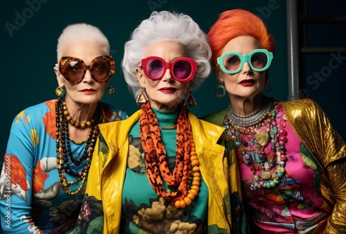 Three Women in Sunglasses and Necklaces Generative AI
