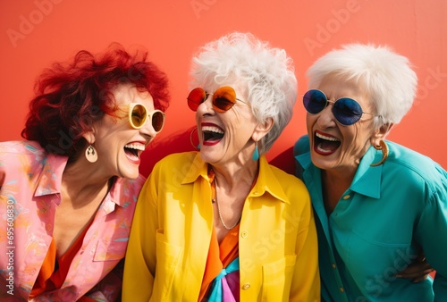 Three Women Laughing and Smiling Generative AI