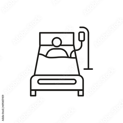 Person in hospital bed icon, isolated on white background, vector illustration