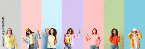 Set of fashionable women in...