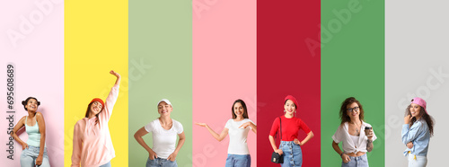 Set of fashionable women in...