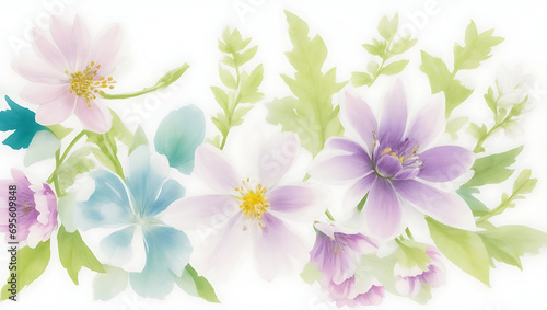 Abstract background with beautiful pastel colored flower and leaf patterns Ai Generated