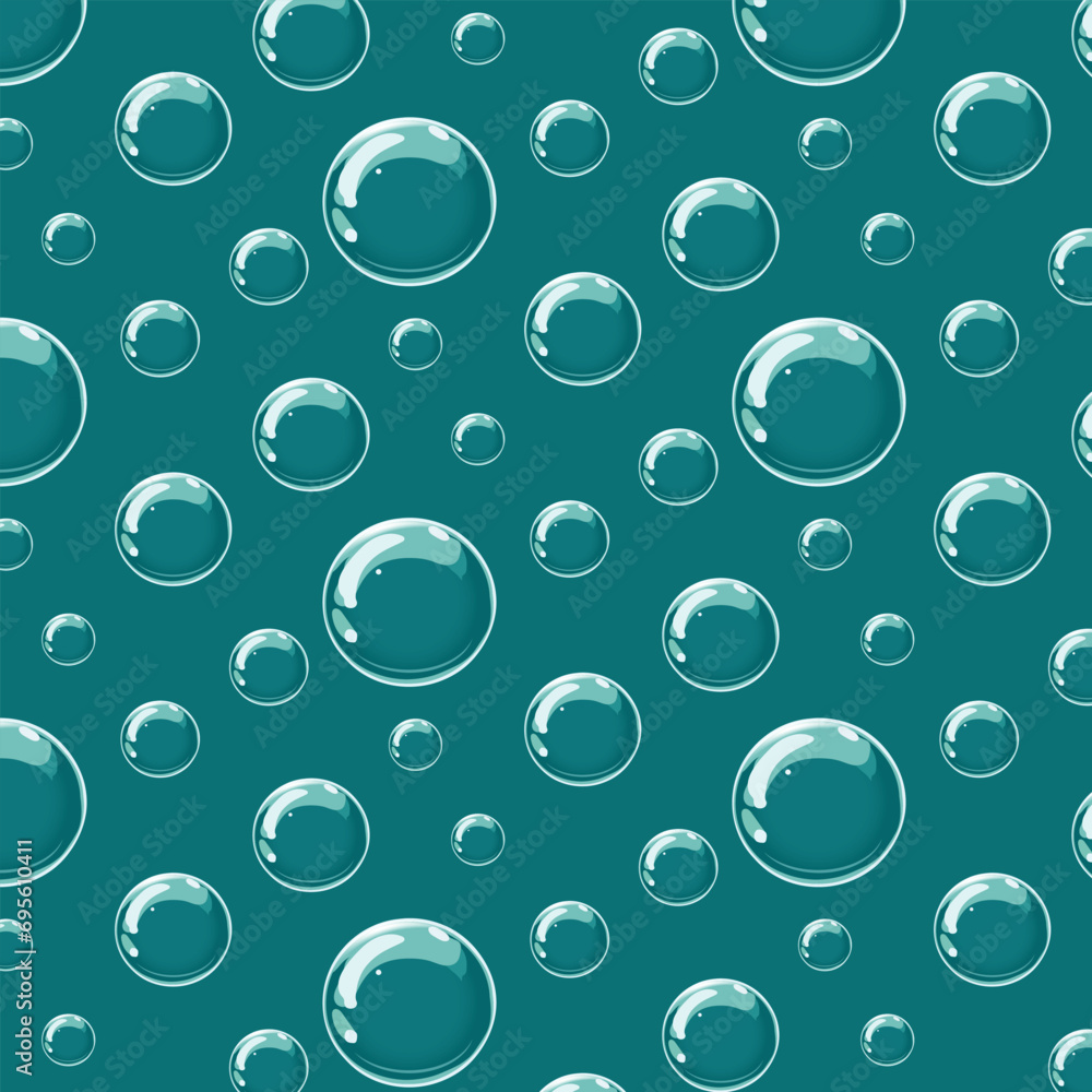 Blue bubble irregular seamless pattern. Vector illustration.
