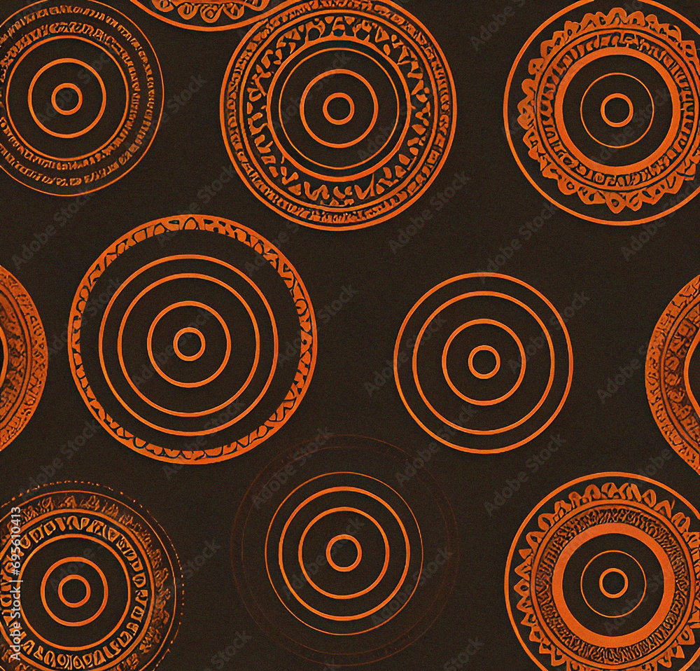 Fototapeta premium Black and golden background with circles, abstract round template, geometric wallpaper