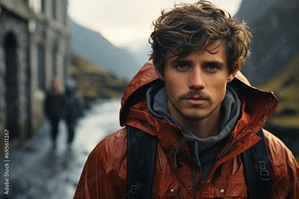 Reflective Young Traveler - A portrait of a thoughtful young man, evoking introspection and the wanderlust spirit of adventure. Reflective Young Traveler - A portrait of a thoughtful young man, evoking introspection and the wanderlust spirit of adventure.