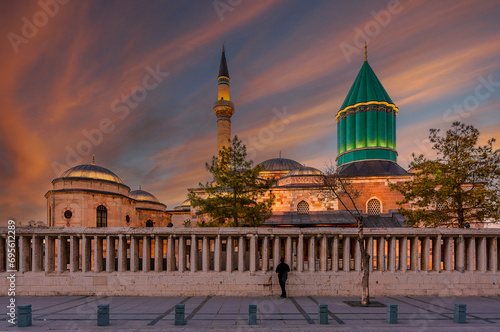 Mevlana Mosque view in Konya City of Turkey photo