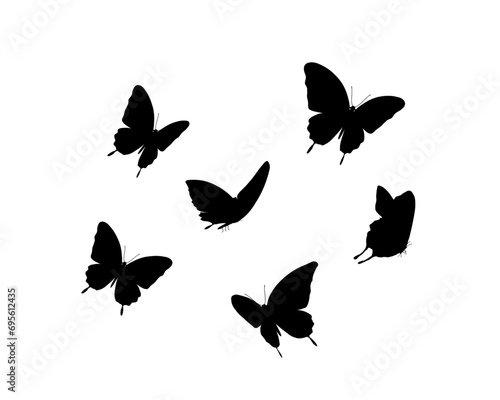 Photography set of butterflies silhouettes