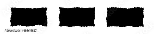 Set Black rectangle frames with jagged edges isolated on white background.Vector illustpation photo