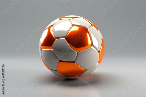 A soccer ball gleaming against a bright backdrop creating a dynamic scene
