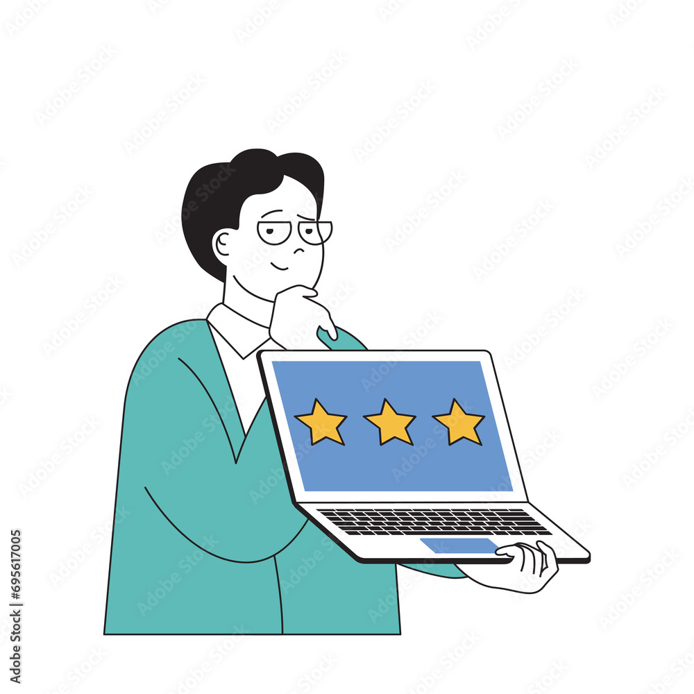 Social network concept with cartoon people in flat design for web. Man creating new posts to blog and getting top stars feedback. Vector illustration for social media banner, marketing material. Social network concept with cartoon people in flat design for web. Man creating new posts to blog and getting top stars feedback. Vector illustration for social media banner, marketing material.