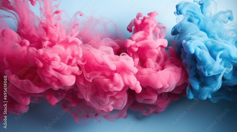 Colored blue and pink smoke on a blue background. Abstract background. Gender reveal concept. Boy or girl Colored blue and pink smoke on a blue background. Abstract background. Gender reveal concept. Boy or girl