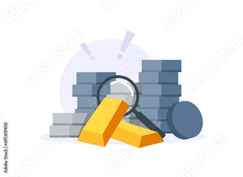 Investment of business gold stock price market financial exchange or golden precious coin currency savings money and rich finance trade