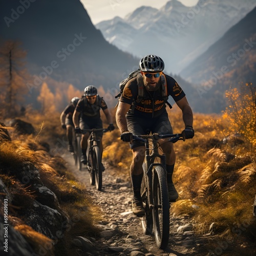 Ciclistas sobre sendero. Render fotorealista elaborado con tecnología IA