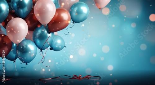 fanciful birthday balloons and streamers colorful background photo