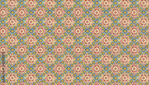 retro pop hand drawn watercolor seamless pattern, vector graphic resources, 16:9 widescreen wallpaper / backdrop, sun motif