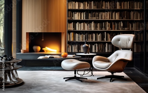 Modern library room with sl...
