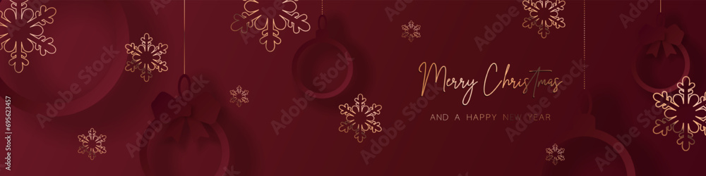 Red gold minimal Christmas banner design. Simple background, elegant geometric minimalistic style. Contemporary papercut luxury greeting backdrop with merry xmas letters for web and advertising. Red gold minimal Christmas banner design. Simple background, elegant geometric minimalistic style. Contemporary papercut luxury greeting backdrop with merry xmas letters for web and advertising.