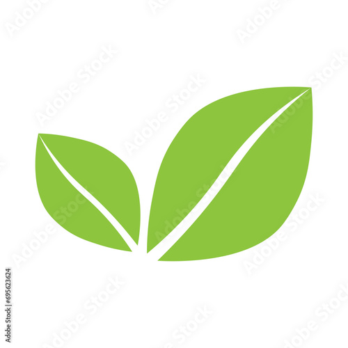 Eco-friendly green leaf vector illustration icon symbol isolated on a white background. Enviroment concept, ecology design element. Eco leaf or organic product icon. Vegan and vegetarian food. photo