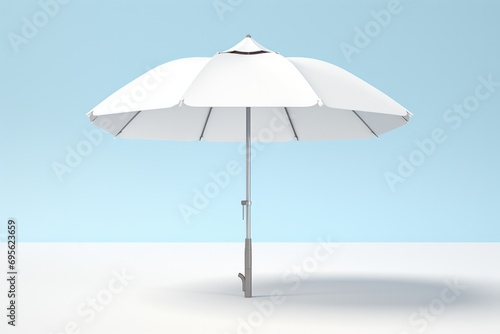 Blank White Square Parasol Mock Up Template for Sale and Promotion. Advertising and Branding Concept with Aluminum Sun Pop Up Umbrella. 3D Rendering Illustration