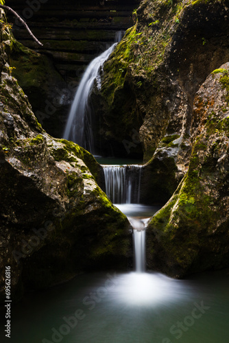 Waterfalls of Water Stream Gačnik in Trebuša Canyon - Slovenia photo