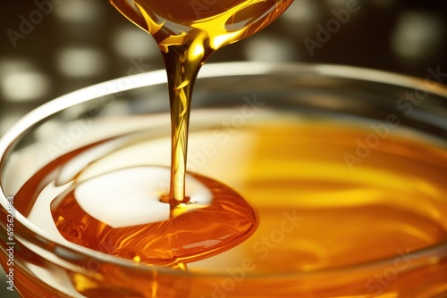 honey pouring from a glass