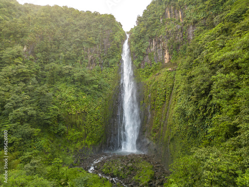 Carbet Falls (the scond one), a series of waterfalls on the Carbet River in Basse-Terre in a tropical rainforest on lower slopes of volcano La Soufriere., Guadeloupe, Caribbean