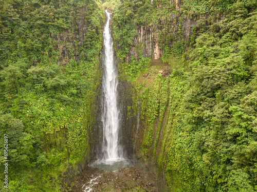 Carbet Falls (the scond one), a series of waterfalls on the Carbet River in Basse-Terre in a tropical rainforest on lower slopes of volcano La Soufriere., Guadeloupe, Caribbean