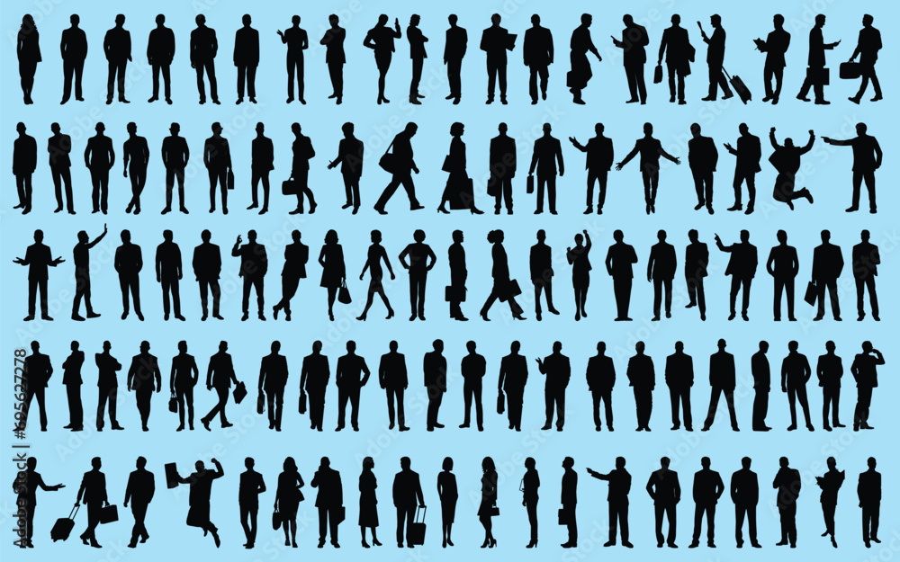 Set of businessman and woman silhouettes Vector Set of businessman and woman silhouettes Vector