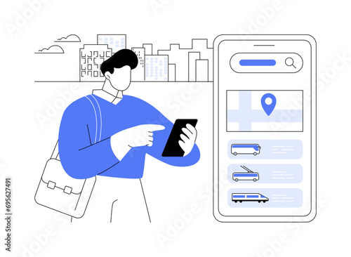 Urban transport app abstract concept vector illustration.