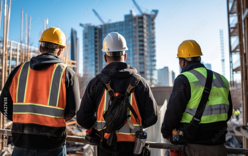 Fototapeta premium A group of workers at a construction site