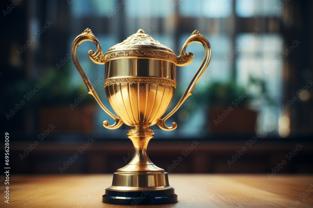 Cup award. Background with selective focus and copy space Cup award. Background with selective focus and copy space