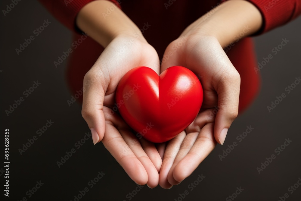 Heart in hands. Background with selective focus and copy space Heart in hands. Background with selective focus and copy space