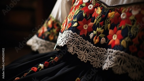 Details of a traditional Romanian folk costume. generative ai photo
