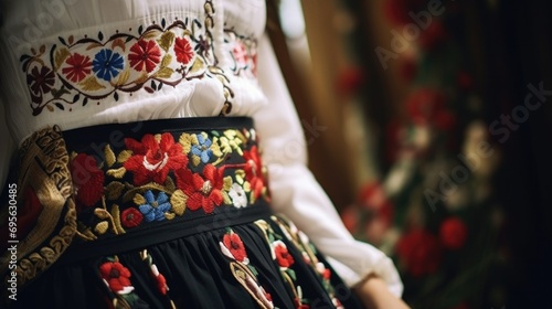 Details of a traditional Romanian folk costume. generative ai photo
