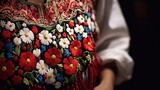 Details of a traditional Romanian folk costume. generative ai