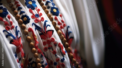 Details of a traditional Romanian folk costume. generative ai