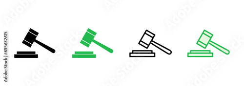 Gavel icon set. judge gavel icon vector. law icon vector. auction hammer