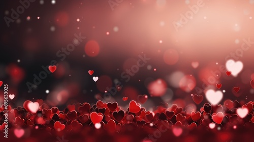 red and pink heart shape valentine background and greeting card. © ANEK