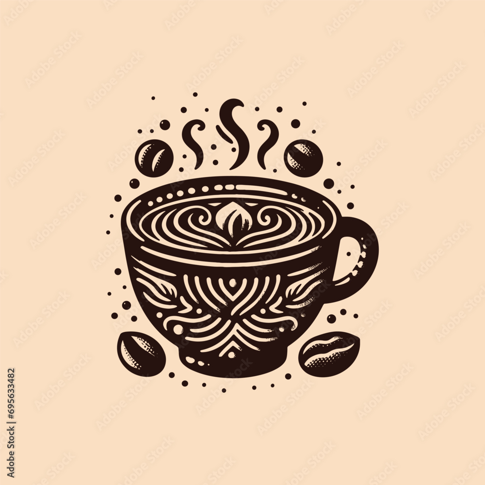 vector coffee shop logo,hand drawn, vintage Stock Vector | Adobe Stock