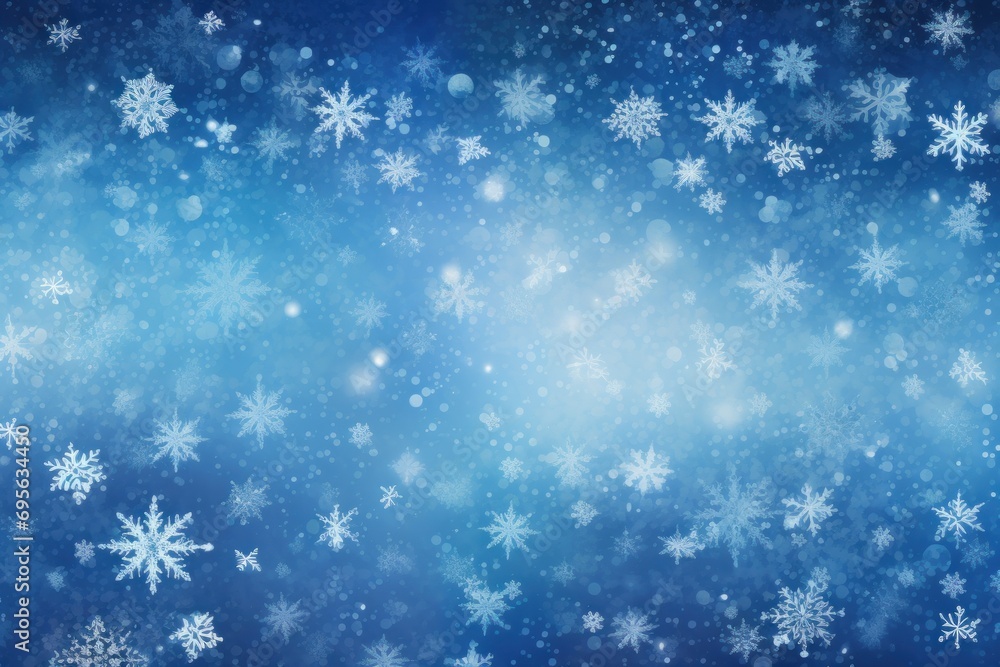 Abstract winter scene with glittering snowflakes and frost patterns on a blue background. Abstract winter scene with glittering snowflakes and frost patterns on a blue background.