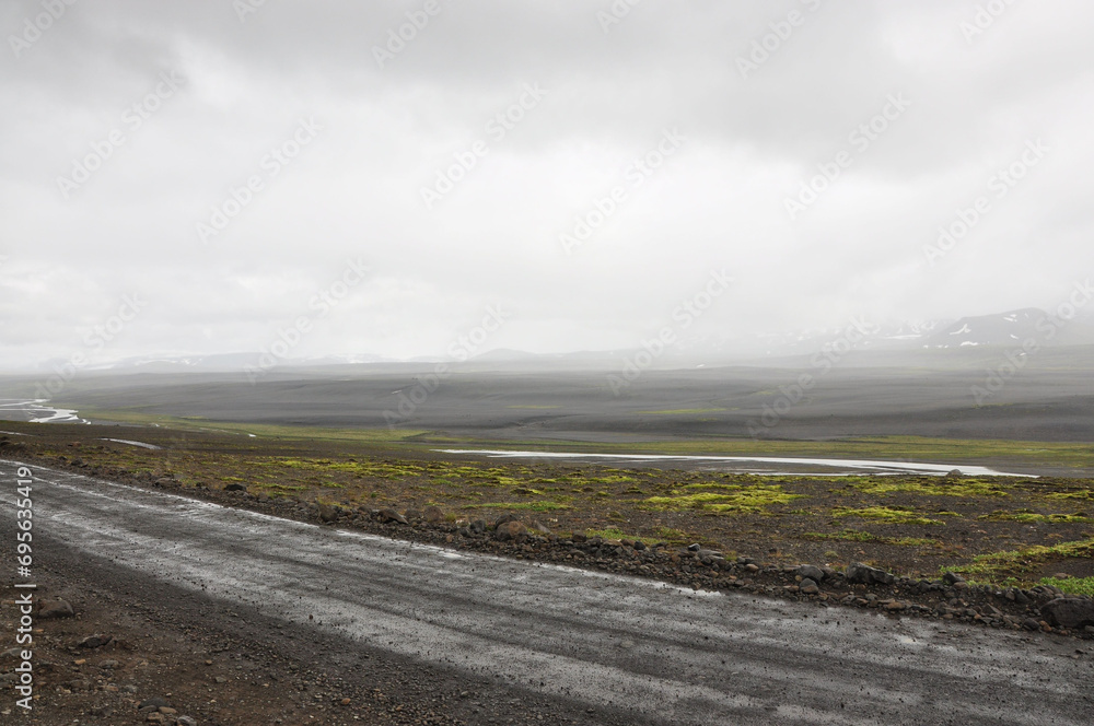 Scenic view of endless space and nature along a road in Iceland Scenic view of endless space and nature along a road in Iceland