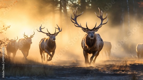 The cold morning air becomes a canvas for an elk's breath, swirling and dancing in the first light of day.  © Fahad