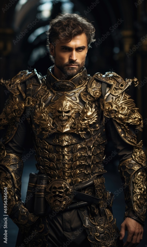 A knight clad in gleaming armor, a symbol of chivalry and valor, standing resolute and ready for noble quests.
