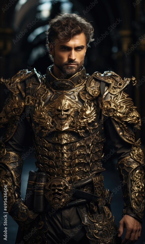 A knight clad in gleaming armor, a symbol of chivalry and valor, standing resolute and ready for noble quests. A knight clad in gleaming armor, a symbol of chivalry and valor, standing resolute and ready for noble quests.