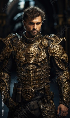 A knight clad in gleaming armor, a symbol of chivalry and valor, standing resolute and ready for noble quests. © Alla