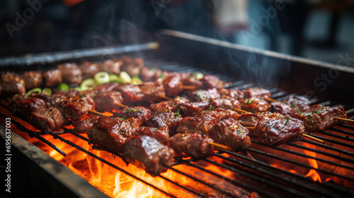 person skillfully grilling skewers for a Chinese barbecue generative ai